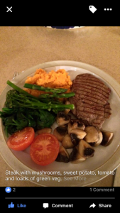 Steak, sweet potato and veg